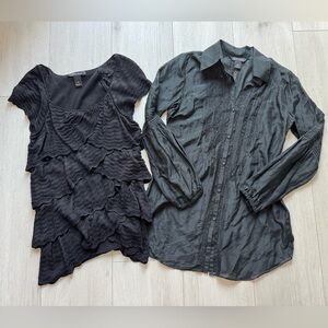 White House Black Market 2 Blk Bundle - long sleeve blouse (XS) + Lace Top (S)